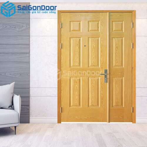 Cửa Gỗ HDF Veneer 9A ASH 2 canh nho lon-HDFV-SGD