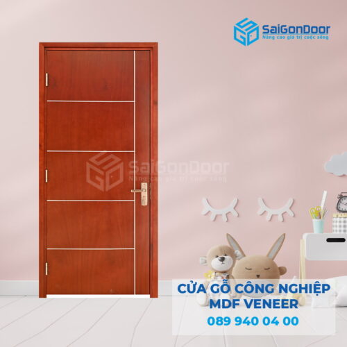 Cửa Gỗ MDF Veneer P1R5 Xoan Đào 3-SGD
